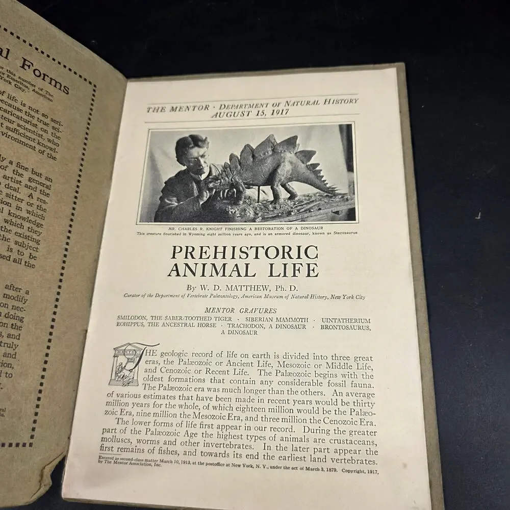 The Mentor Prehistoric Animal Life W.D. Matthew 1917 Paleontology Magazine Vol 5